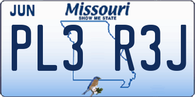 MO license plate PL3R3J