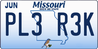 MO license plate PL3R3K