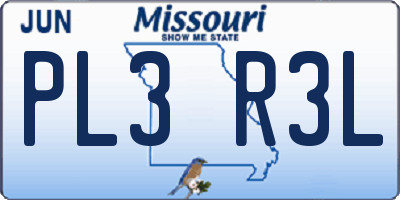 MO license plate PL3R3L