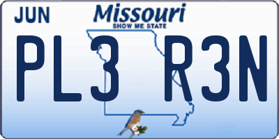 MO license plate PL3R3N