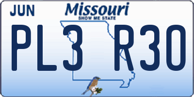 MO license plate PL3R3O