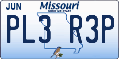 MO license plate PL3R3P