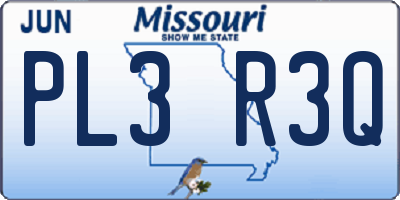 MO license plate PL3R3Q