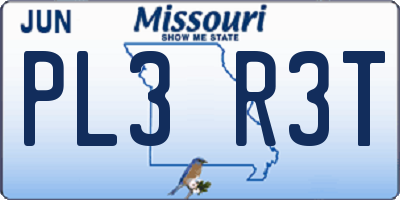 MO license plate PL3R3T