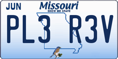 MO license plate PL3R3V