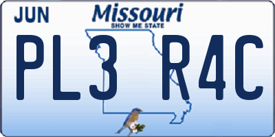MO license plate PL3R4C