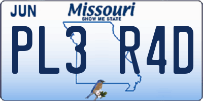 MO license plate PL3R4D