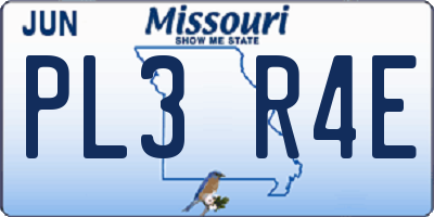 MO license plate PL3R4E