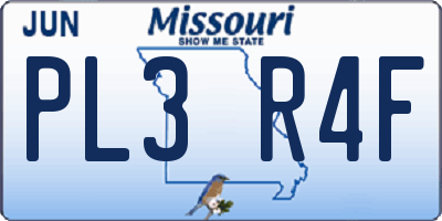 MO license plate PL3R4F