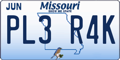 MO license plate PL3R4K