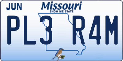 MO license plate PL3R4M