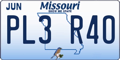 MO license plate PL3R4O