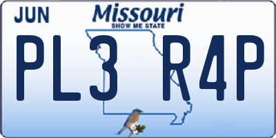 MO license plate PL3R4P