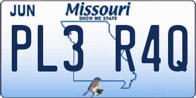 MO license plate PL3R4Q