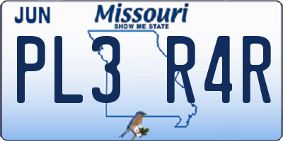 MO license plate PL3R4R