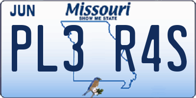 MO license plate PL3R4S