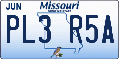 MO license plate PL3R5A