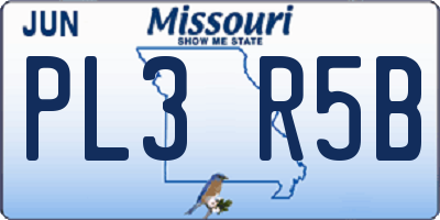 MO license plate PL3R5B