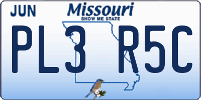 MO license plate PL3R5C