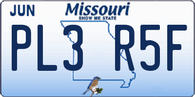 MO license plate PL3R5F