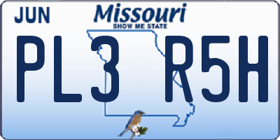 MO license plate PL3R5H