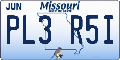 MO license plate PL3R5I
