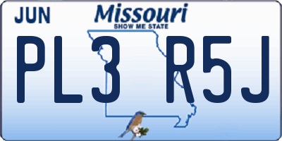 MO license plate PL3R5J