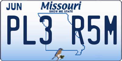 MO license plate PL3R5M