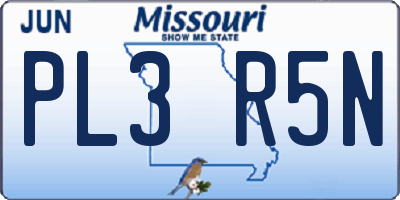 MO license plate PL3R5N