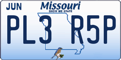 MO license plate PL3R5P