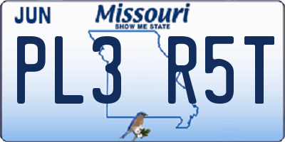MO license plate PL3R5T