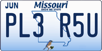 MO license plate PL3R5U
