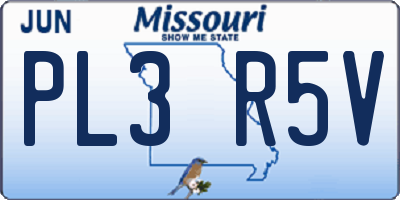 MO license plate PL3R5V