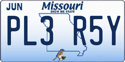 MO license plate PL3R5Y