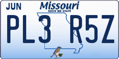 MO license plate PL3R5Z