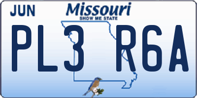 MO license plate PL3R6A