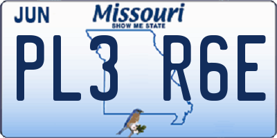 MO license plate PL3R6E