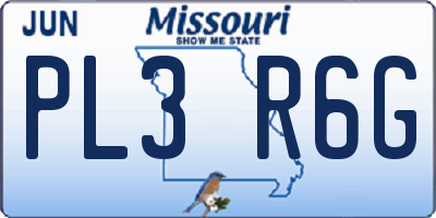 MO license plate PL3R6G