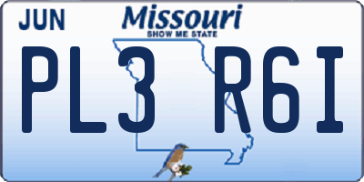 MO license plate PL3R6I