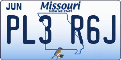 MO license plate PL3R6J