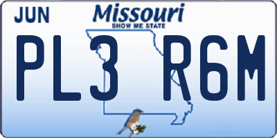 MO license plate PL3R6M