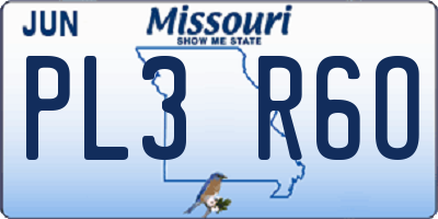MO license plate PL3R6O