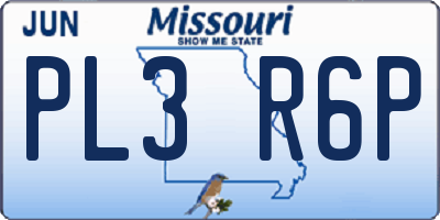 MO license plate PL3R6P