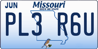 MO license plate PL3R6U