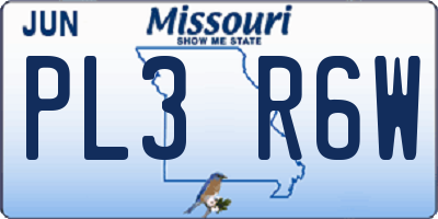 MO license plate PL3R6W