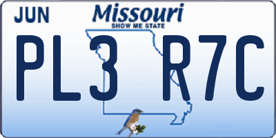 MO license plate PL3R7C