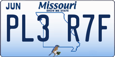 MO license plate PL3R7F