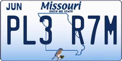 MO license plate PL3R7M