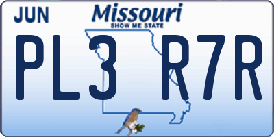 MO license plate PL3R7R