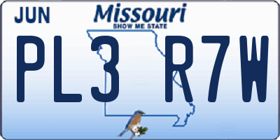 MO license plate PL3R7W